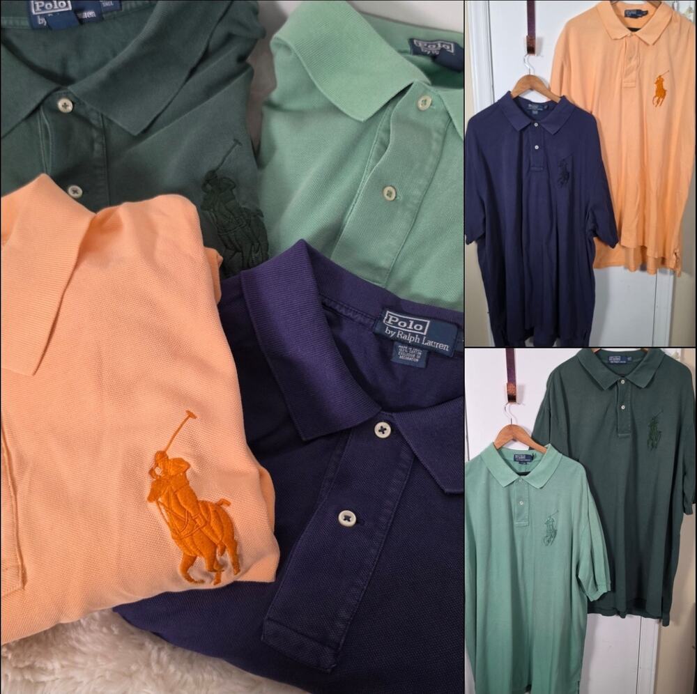 Lot of FOUR Polo Ralph Lauren Mens Big Pony #3 Short Sleeve Polo Shirt Size 3XLT